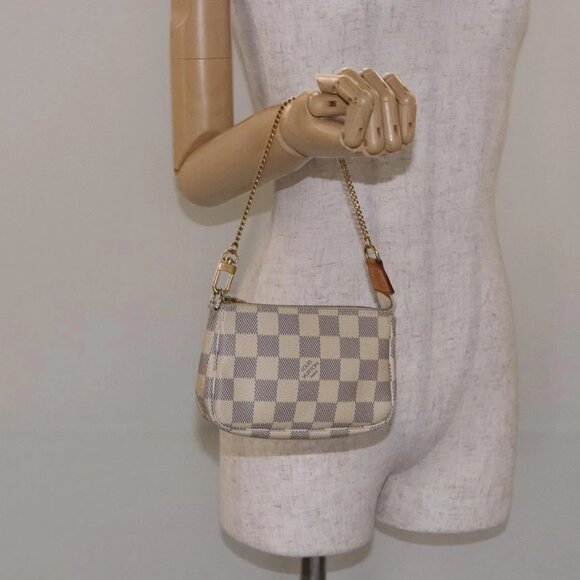 LOUIS VUITTON Damier Azur Mini Pochette Accessoires Pouch Auth - Picture 15 of 16